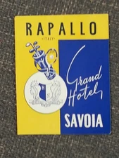 Original Vintage 1950s Luggage Grand Hotel Savoia Tag Label Rapallo Italy