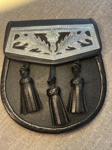 Scottish Semi Formal Thistle Leather Traditional Sporran 3 Tassel For Men’s Kilt