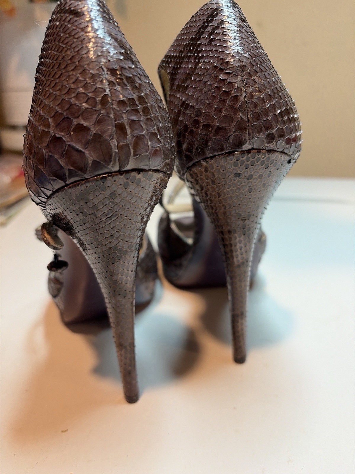 Yves Saint Laurent Python Embossed Leather High H… - image 5