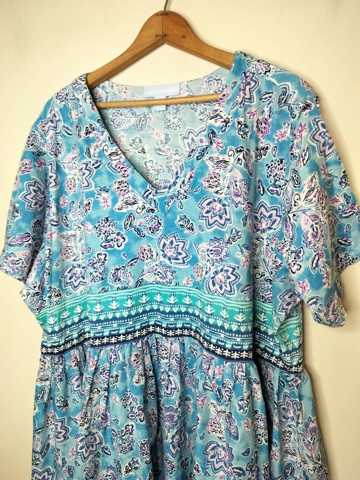 Maxi vestido largo de casa de algodón floral Only Necessities 2X 26/28 para mujer Foto 4 de 4