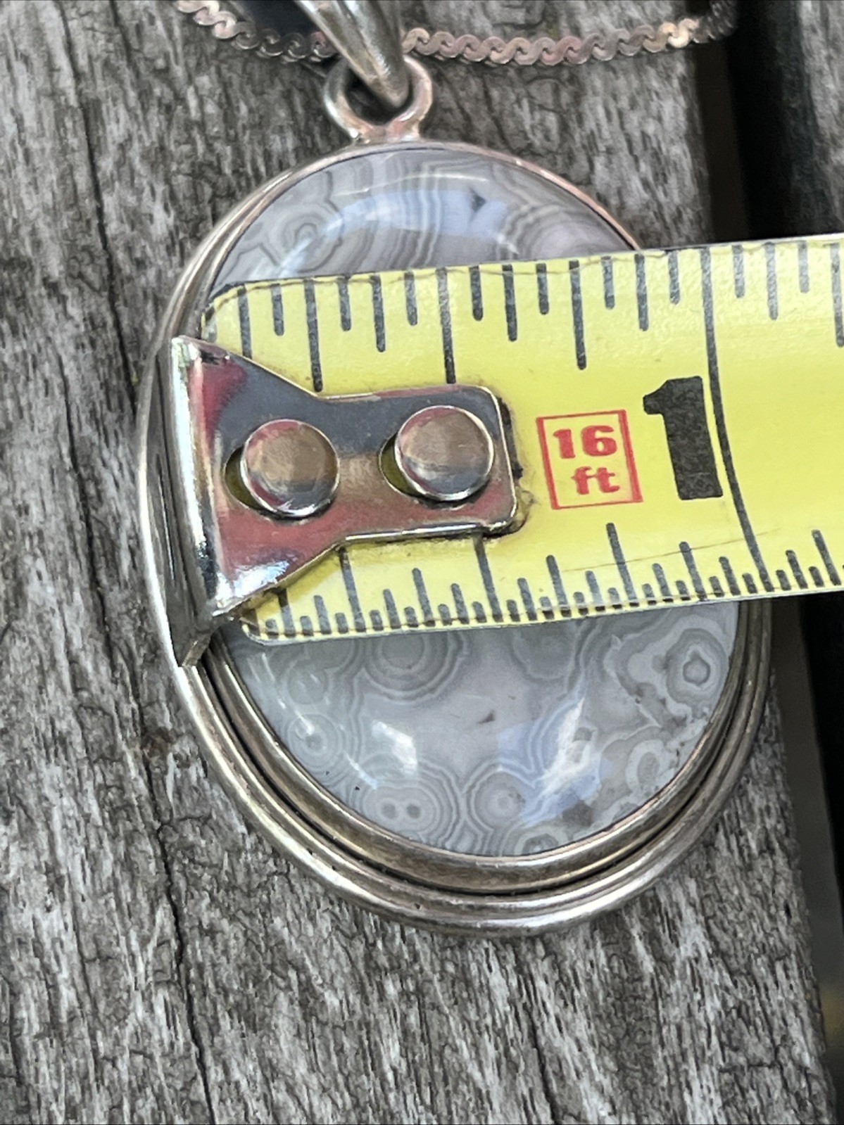 Vintage Silver Large Agate Pendent Whimsical Stat… - image 13