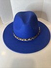 Women's Fefora Hat Wide Brim Felt Panama Hat Leopard Belt — photo 1