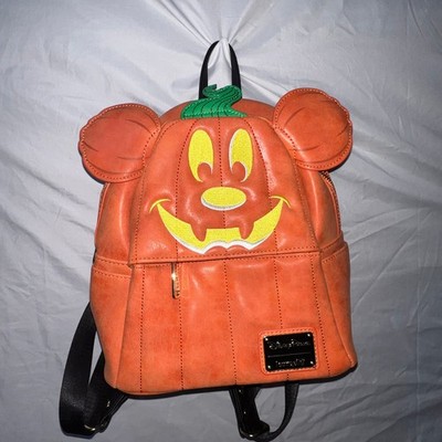 HTF Disney Parks Loungefly 2019 Mickey Mouse Halloween Pumpkin Mini Backpack Loungefly Disney Mickey Mouse & Friends Halloween Glow-In  main image 4