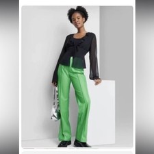 Wild Fable Women's High-Rise Faux Leather Flare Pants Green