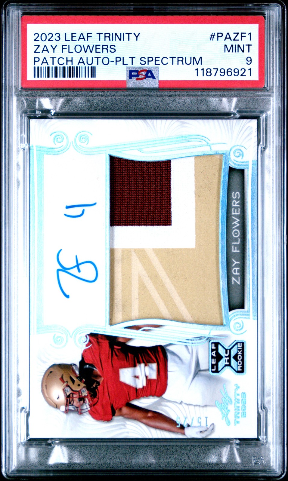 Zay Flowers Leaf Trinity Patch Autographs #PAZF1 Emerald Spectrum