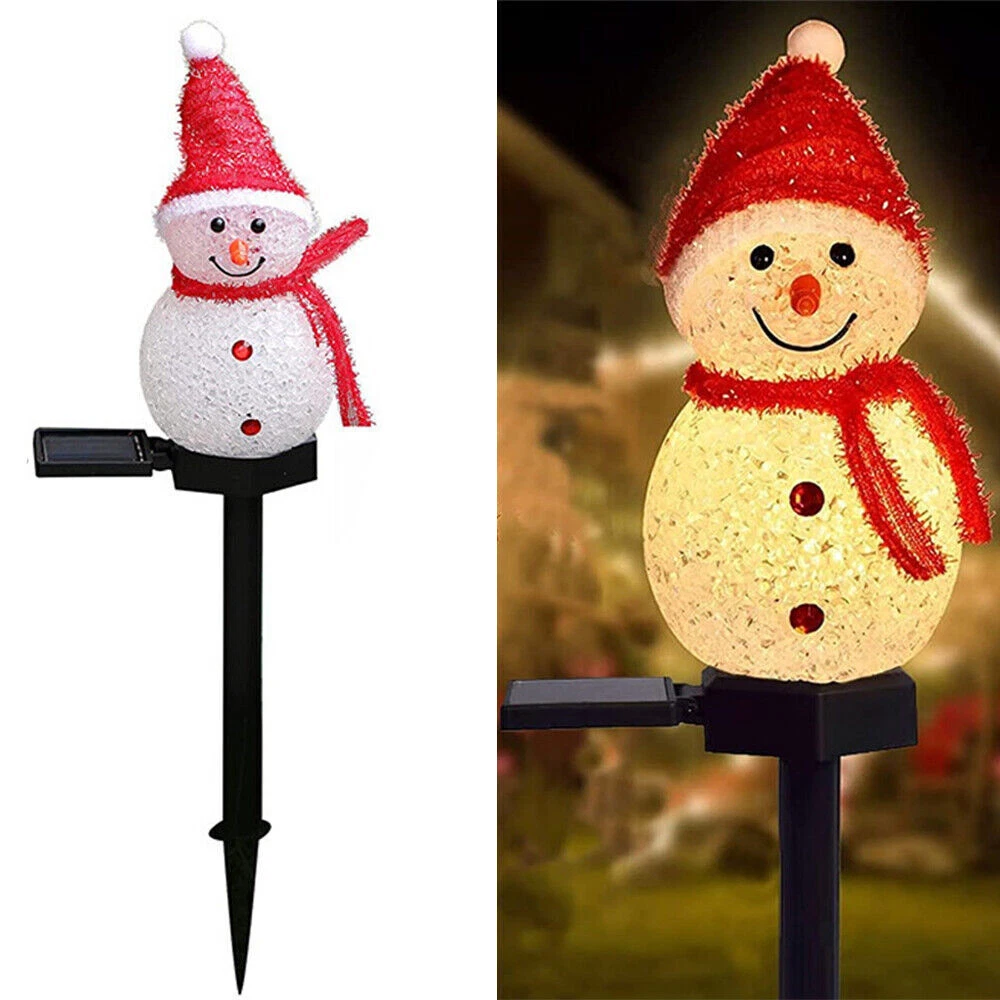 Xmas Solar Powered LED Snowman Light Decors Christmas Outdoor