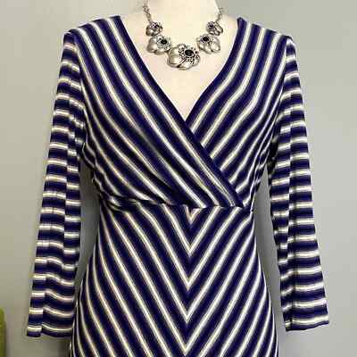 Calvin Klein Blue Gray Striped Jersey A-Line Dress 10 | eBay Calvin Klein Blue Gray Striped Jersey A-Line Dress 10 | eBay