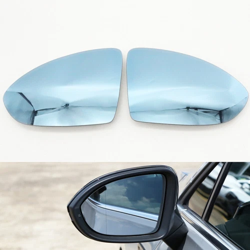 2pcs Rearview Mirror Glass Blue Lens with Anti-glare Heating For VW Golf 7 MK7