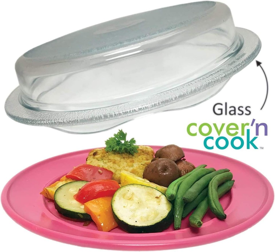 Cuchina Safe 2In1 Cover ‘N Cook Vented Glass Microwave Plate Cover