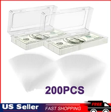 200 Pcs Dollar Bill Holder Storage Case Clear Paper Money Sleeves Protector Bag