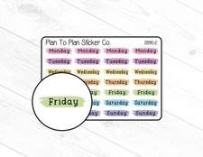 2890-2 Pastel Days of the Week Planner Stickers.