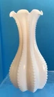 Imperial Glass Milk Glass Beaded Edge Scalloped Rim Vintage 5" Bud Vase 1950s