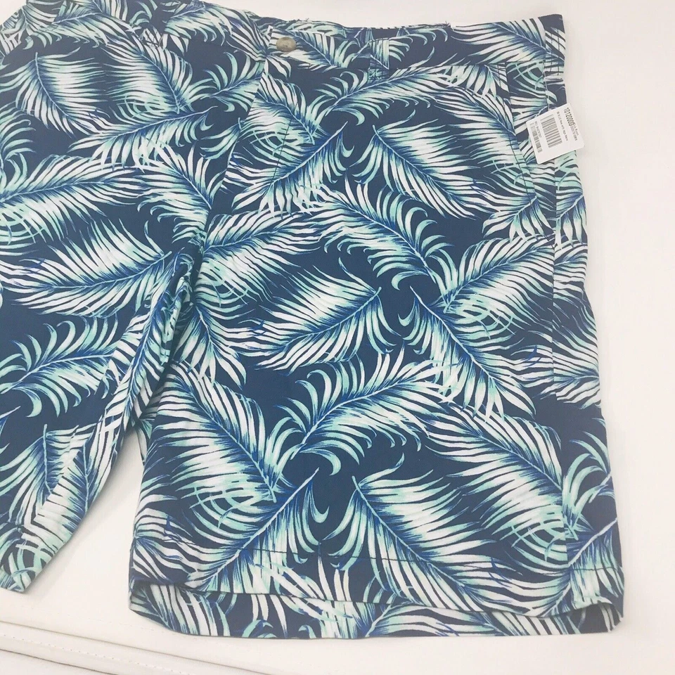 全新 Club Room 男式 尺寸 36W 短裤蕨类蓝色花卉口袋膝上全新带标签 — 第 4/4 张图片