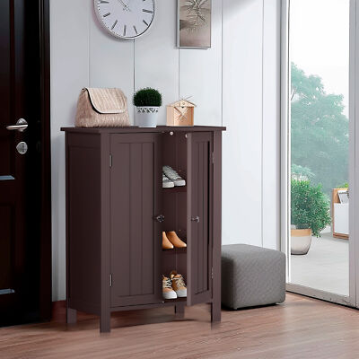 Bathroom Floor Cabinet Freestanding with 3 Shelves Storage Cabinet Saving Space