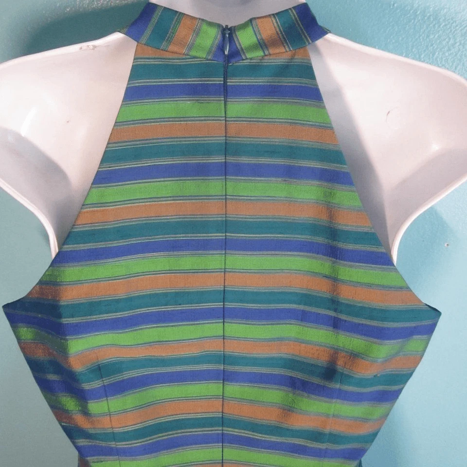 Vestido Laundry Shelli Segal Vintage Años 90 Seda Mujer Talla 6 Acetato Forrado Cremallera Foto 2 de 4