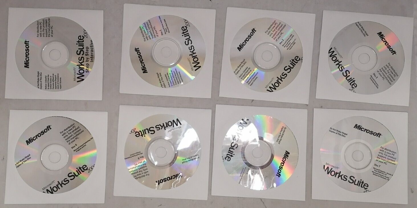 Microsoft Works Suite 2000 Complete 8 CD Set | eBay