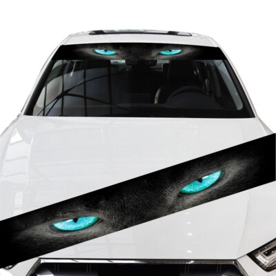 Car Sticker Front Rear Window Decals 3D Blue Eye Shadow Graphic Waterproof DIY