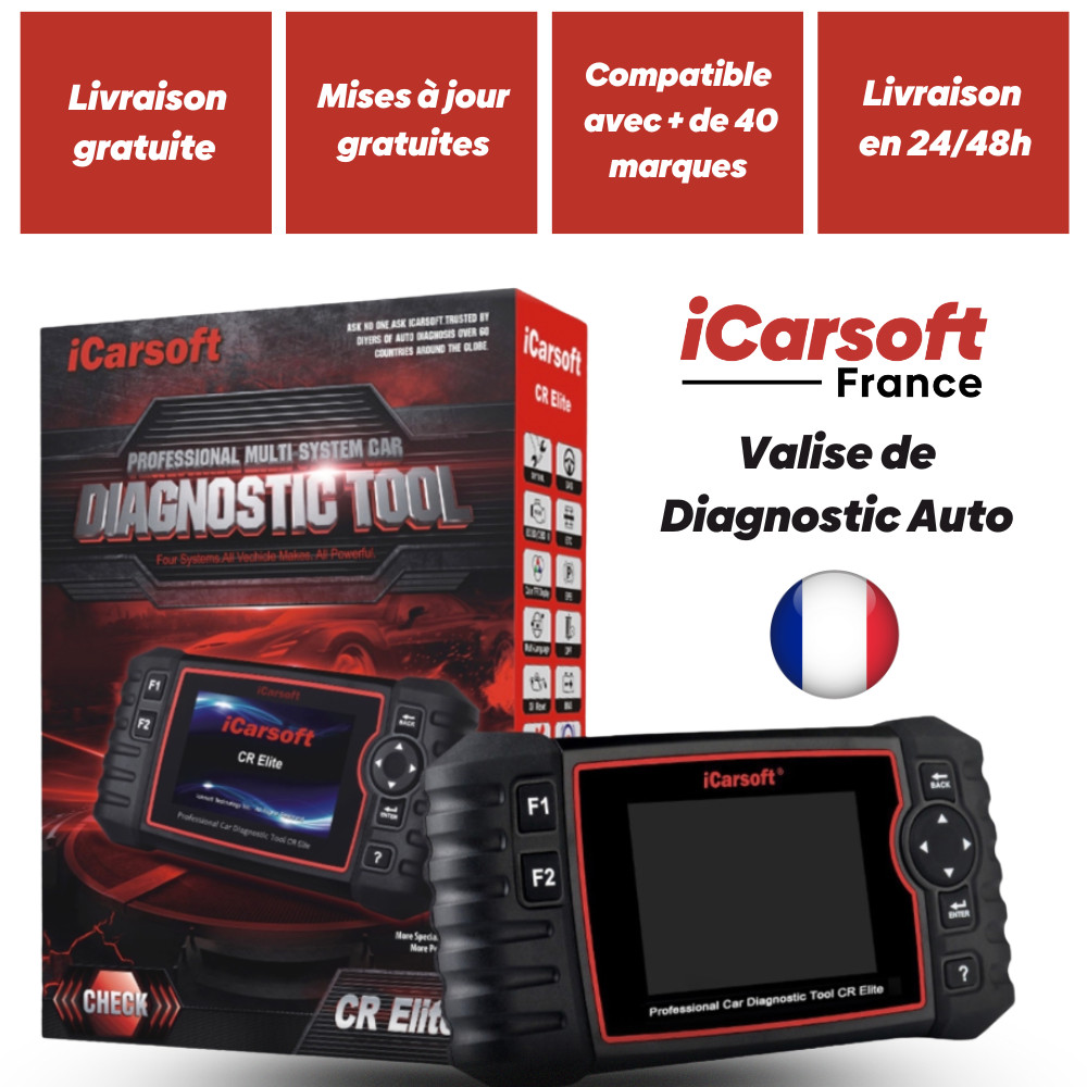 Valise diag écran couleur iCarsoft CR Elite pour scanner 40 marques auto