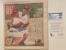 Carlos Ruiz Signed Philadelphia Daily News Newspaper Phillies World Series Champ