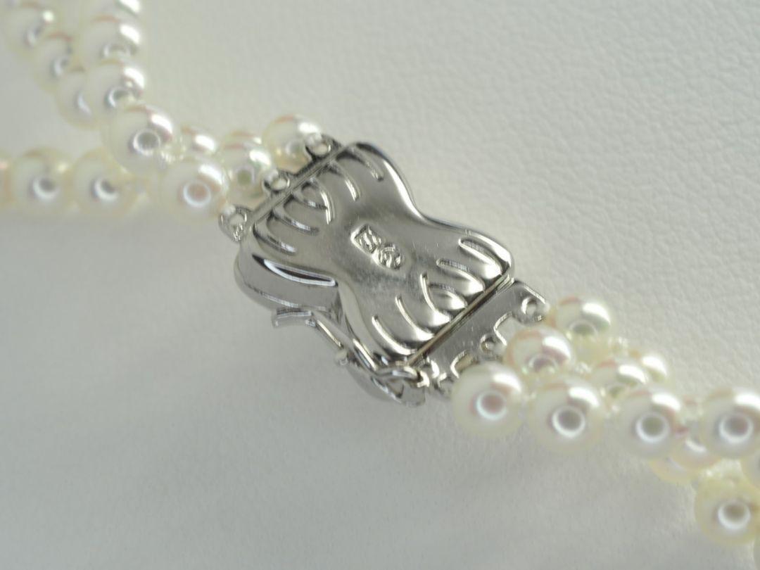 TASAKI Necklace Akoya Pearl Triple Strand 4mm Silver approx TASAKI Necklace Akoya Pearl Triple Strand 4mm Silver approx