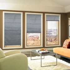 Biltek Blackout Shades, Gray, Washable Fabric Cordless Roman Shades