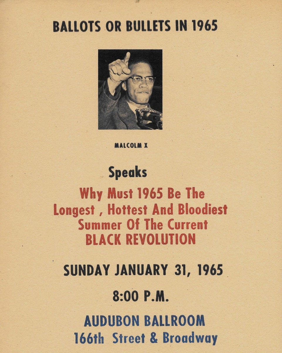 Malcolm X 1965 Speech Flyer Reprint On Original Period 1960s Paper