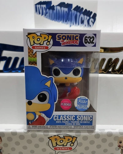 Funko POP Sonic The Hedgehog Classic Sonic Flocked 632 Shop Ex. BROKEN NOSE READ