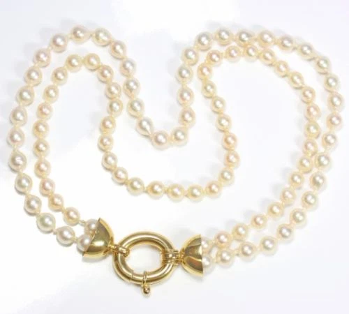 ♦♦ 750 er 18 kt Goldcollier Perlenkette Gold Perlen Kette Perle Perlencollier - Bild 1 von 1