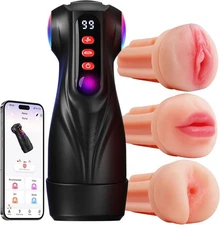 Male Masturbator Sex Toys for Men - 3 Sleeves Pocket Pussy Penis Pump 9 Sucking
