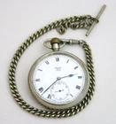 Antique LIMIT No.2 Gents mens nickel pocket watch & chain c.1920 WORKS excellent