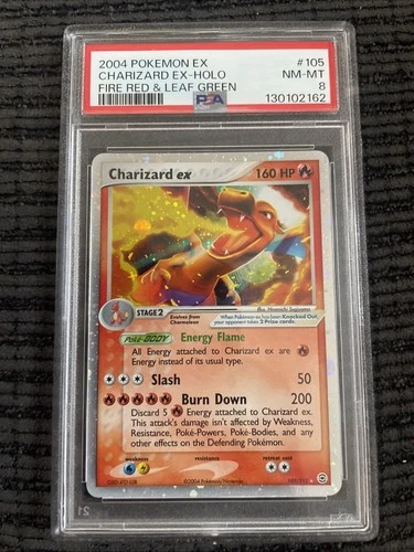 Pokemon Charizard EX Fire Red & Leaf Green Holo Rare Card #105 PSA 8 NEW CERT