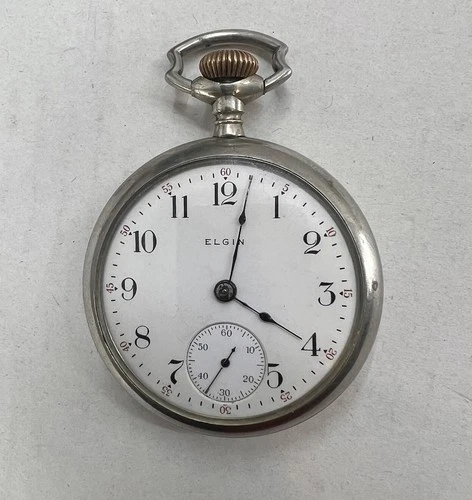 Antique 1888 Elgin 18s Pocket Watch Grade 96 7 Jewel Full Plate Silverode Case