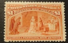 SCOTT #241 UNUSED NG 1893 $1 SALMON COLUMBUS CHICAGO EXPOSITION STAMP
