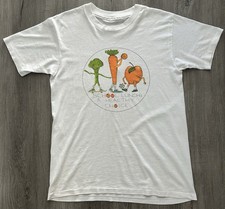 White vintage 80s graphic T-shirt with "School Lunch: A Healthy Choice"