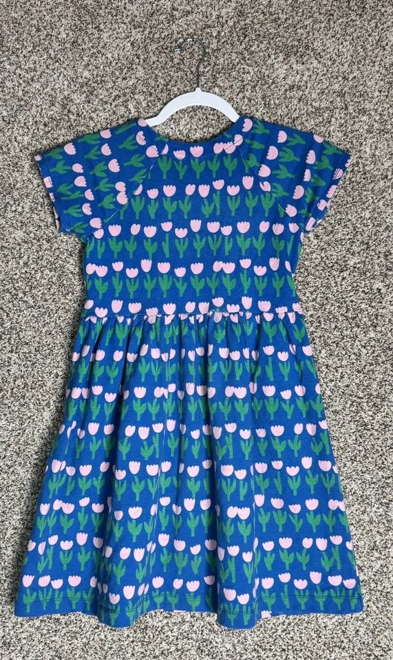 Vestido Hanna Andersson Niñas Azul Tulipán Floral Algodón Orgánico Talla 140 EE. UU. 10 Foto 3 de 4