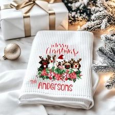 Personalized Dogs Christmas Kitchen Towel-Housewarming Gift Holiday Decor