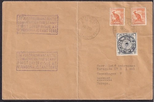 w3189/ Australian Antarctic FDC Cover at Mawson t/Denmark 1955