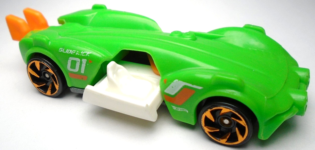 2019 HOT WHEELS EXPERIMOTORS SLIDE KICK #01 GREEN DIECAST 3" RACE CAR W/ ORANGE
