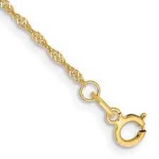 10k Yellow Gold Polished 9 inch 1.1mm Singapore Chain Anklet Bracelet Solid