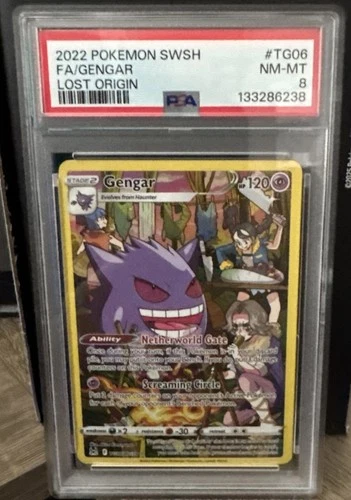 2022 POKEMON SWORD & SHIELD LOST ORIGIN #TG06 FULL ART/GENGAR PSA 8