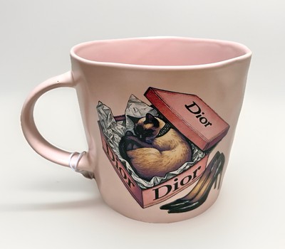 NEW Amanda Greenwood Art DIOR Designer Theme 16oz Pink Ceramic 3D Textured Mug