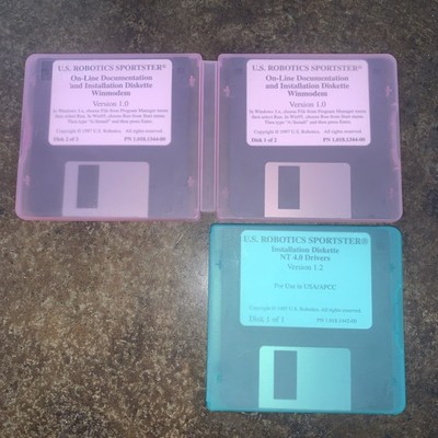 US Robotics Sportster - 3 Floppy Disks for Win 95 98 - Version 1 & 1.2