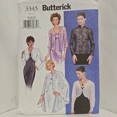 Butterick 3345 Pattern Jacket Cape Shrug Women's Size 18-22 Uncut - Image 1 of 4