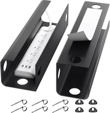 Yecaye 2 Pack Cable Management Under Desk, 31.5 in Desk Black 