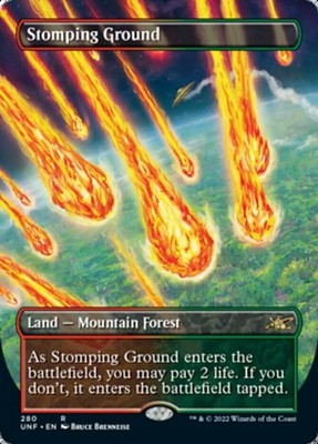 1x Stomping Ground ~~ Borderless - Foil Light Play, English Unfinity MTG Magic