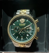 Versus Versace Men's Quartz Chronograph Date Green Dial Two-Tone Bracelet w/Box
