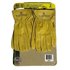Plainsman Premium Cabretta Yellow Leather Gloves, 2 Pairs (Medium)