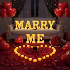 Marry Me Light Up Letters Proposal Decorations,Will You Marry Me Sign with 20...