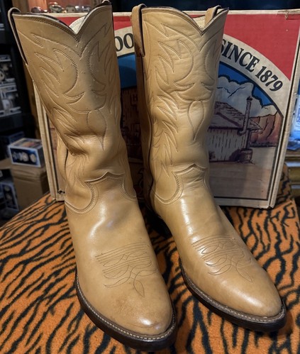 VTG 1990 Justin 1122 Mule Hide Western Cowboy Work Boots 12 D-Barely Worn-Mint