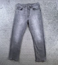 Levis Premium 501 Jeans Men's 30 x 30 Gray Faded Black Denim Button Fly